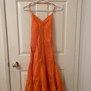 Ralph Lauren Black Label Orange 100% Silk Slip Dress
